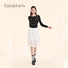 Casablank春针织开衫圆点绣花短款毛衣外套时尚修身温柔气质