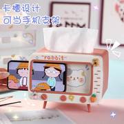 韩国ins创意可爱少女心可爱电视机，造型手机支架，桌面抽纸盒纸巾盒g
