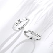 s925纯银情侣戒指开口可调节个性男女一对指环，首饰品节日礼物