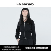 纳帕佳外套女2024春季时尚女式黑色长袖开衫设计感小众上衣