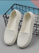 塑料凉鞋女夏季镂空透气沙滩鞋白色平底护士洞洞，鞋防滑软底工作鞋