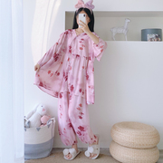 哺乳孕产妇八分袖开衫V领加肥大码睡衣女绵绸宽松胖MM产后月子服