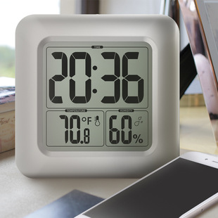 LCD浴室钟方形厨房防水静音家用吸盘钟表冰箱创意座钟电子小挂钟