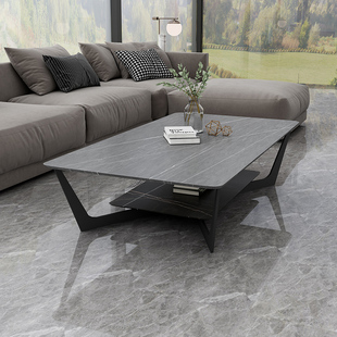 意式岩板轻奢茶几现代简约大理石设计师客厅家用沙发长方形茶几桌
