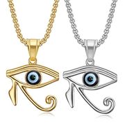 古埃及荷鲁斯之眼项链帅气嘻哈街头个性男女钛钢恶魔眼球鹰眼吊坠