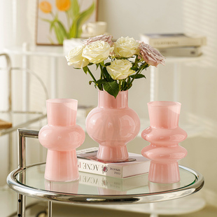 法式复古奶油风现代简约花瓶高级感花瓶客厅餐桌装饰玻璃插花摆件