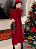 秋冬红色毛衣裙(毛衣裙)气质，长款过膝针织连衣裙，内搭打底衫高级感新年战袍