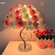 。欧式水晶台灯创意婚庆婚房装饰卧室床头灯台灯温馨玫瑰花结婚礼