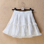 春夏季法式小个子纯棉白色半身裙短裙层层蛋糕裙蓬蓬裙裤女士