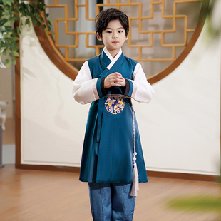 韩服男童三件套朝鲜族马甲长裤套装少数民族刺绣 演出礼服装