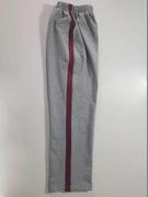 可中小学生男女校裤灰色长裤，酒红色2厘米杠条枣红色直筒裤棉