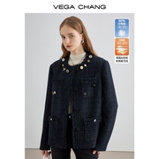 vegachang小香风短外套，女2024年春秋小个子，加厚保暖夹克上衣