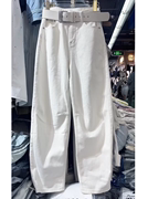 白色弯牛仔裤女夏季薄款2024年阔腿裤子，显瘦窄版香蕉裤