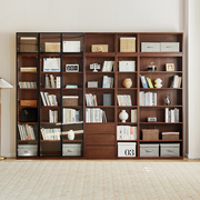 实木玻璃门书柜客厅立柜窄柜简约置物柜格子柜自由组合储物展示柜