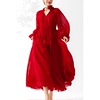 美妃红色洋气，减龄长袖法式气质长款连衣裙女夏2023长裙红裙