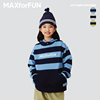 maxforfun童装23aw儿童条纹，连帽卫衣后背，拉链秋冬长袖上衣男女童