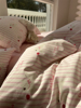 粉嫩少女心条纹苹果狗，床上全棉四件套，1.5m1.8米公寓被套床单宿舍