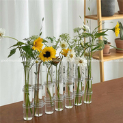 可凹造型的玻璃试管花瓶 韩国ins花器一字家居装饰品摆件鲜花插花