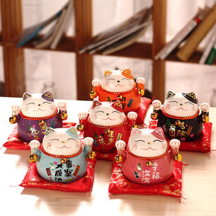 招财猫小摆件陶瓷创意家居装饰日本存钱罐客厅家用开业发财猫