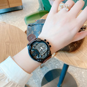 GUOU个性大表盘表带手表男女表中性款多功能表古欧橡胶