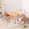 北欧实木休闲儿童房学习游戏玩具桌椅组合幼儿园手工小方桌子客厅