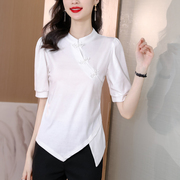 短袖立领旗袍衬衫短款上衣显瘦设计感复古中国风小众改良少女夏季