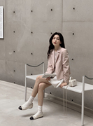 韩国2024春天翻领短西装，粉色外套