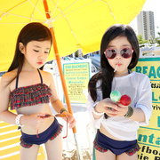 韩版儿童游泳衣小女孩洋气女童泳衣中大童分体比基尼网红风潮泳装