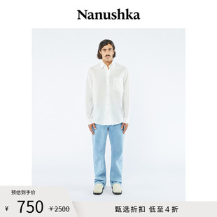 nanushka男士kaleb时尚百搭白色，宽松薄款长袖衬衫