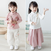女童汉服改良中国风古装，新中式儿童装小女孩复古民族风女宝宝唐装