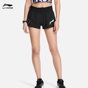 李宁短裤女士春夏季跑步训练健身运动速干透气宽松舒适黑色短裤子