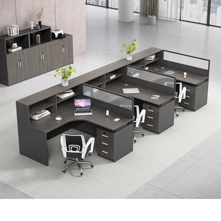 职员办公桌椅组合简约现代2/4/6人位屏风卡座办公室财务电脑桌子