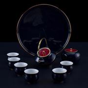 景欣霁蓝陶瓷茶具套装带茶盘，家用功夫茶具整套提梁茶壶茶杯茶叶罐
