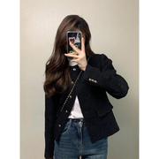 法式黑色小香风短款外套女2024春装高级感名媛气质夹克上衣