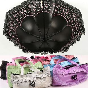 2023太阳伞防晒防紫外线，雨伞女晴雨，两用折叠黑胶蕾丝公主遮阳洋伞