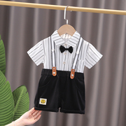 男童套装夏装绅士夏季儿童短袖，童装休闲小童宝宝西装礼服2023