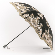高档太阳伞二折复古立体花蕾丝，刺绣防晒防紫外线，遮阳伞公主洋伞女