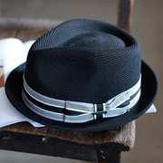 品牌春秋高档男女通用草帽遮阳帽英伦宽檐可折叠防晒礼帽凉帽