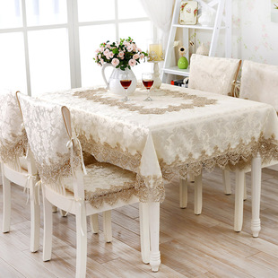 桌布布艺欧式长方形家用茶几布，电视柜台布蕾丝，桌旗餐桌布椅套套装