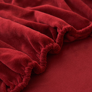 红色牛奶绒床笠单件，冬季加厚珊瑚法兰绒，席梦思床垫保护罩套三件套