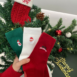 圣诞袜男女袜子ins潮，秋冬情侣中筒袜，礼盒装可爱卡通圣诞礼物男袜