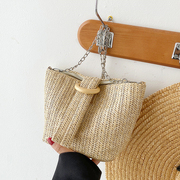 草编包2022潮时尚小众设计小包包，女夏季编织单肩斜挎包水桶包