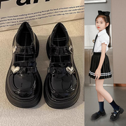 女童小皮鞋2024春秋中大童软底黑色公主鞋小女孩儿童表演鞋子