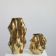 定制打印银色简约现代陶瓷工艺品创意插花器花瓶摆件家居软装饰品