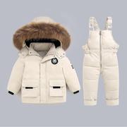 宝宝儿童羽绒服套装男女童，婴儿12-韩版3岁-冬装背带裤两件套