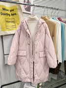 粉色羽绒服女中长款2023冬季韩系温柔风90白鸭绒(白鸭绒)保暖加厚外套