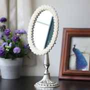 速发欧式复古巴洛克镜子梳妆镜，可爱创意高清台式公主公主镜桌面化