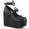 美国Pleaser/Demonia12.7cm黑色亚光厚底鞋双扣带金属环坡跟鞋