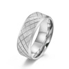 韩国菱形线条磨砂，潮人钛钢食指指环格子，简约戒指生日礼物jz454