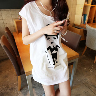 韩国版型设计纯棉百搭卓别林夏季宽松长款休闲圆领，无袖t恤裙女装